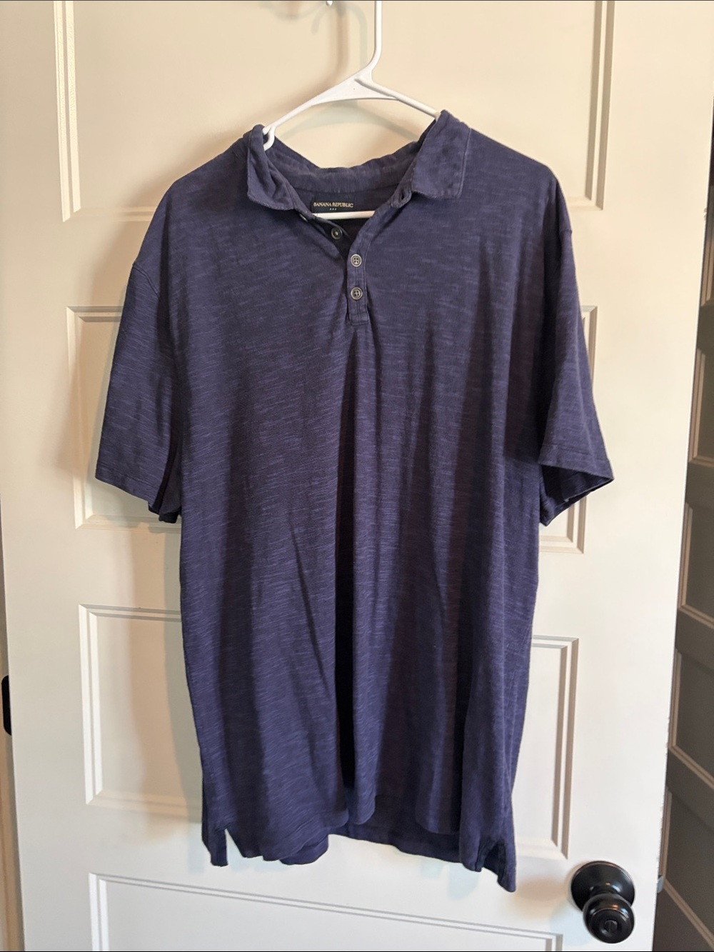 Banana Republic Men’s Heathered Navy Short Sleeve Polo